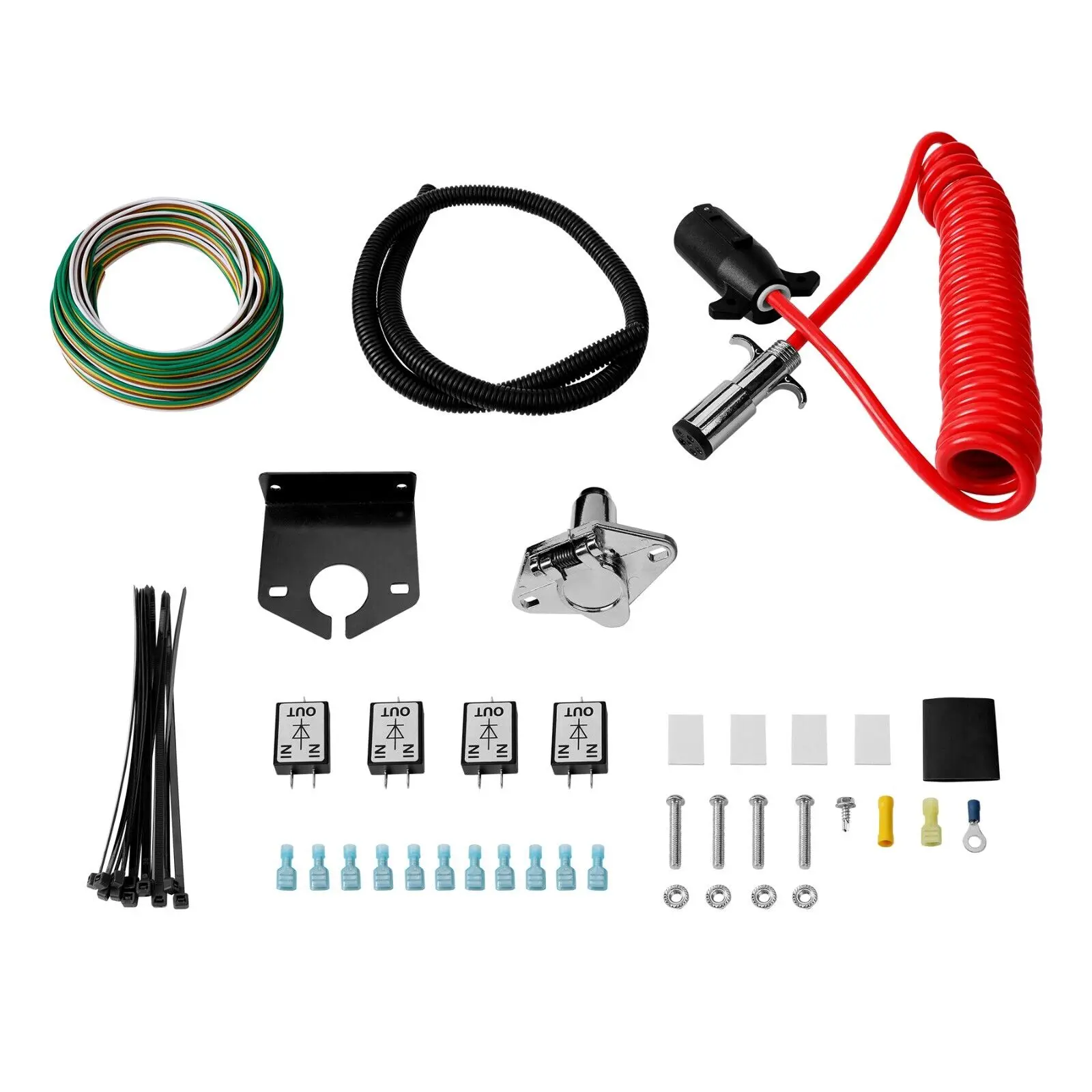 

Universal Towed Vehicle Wiring Kit Replacement 15267 For 6 Wire to 7 Wire Combinations Power Cord Cable Ties Wire Connectors Kit