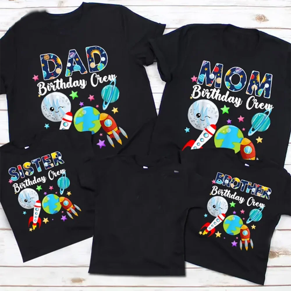 Outer Space Family Matching Clothes Outfits Kids Tshirt Astronaut Birthday Shirt Custom Space Party Boys Clothing Outfit Summer