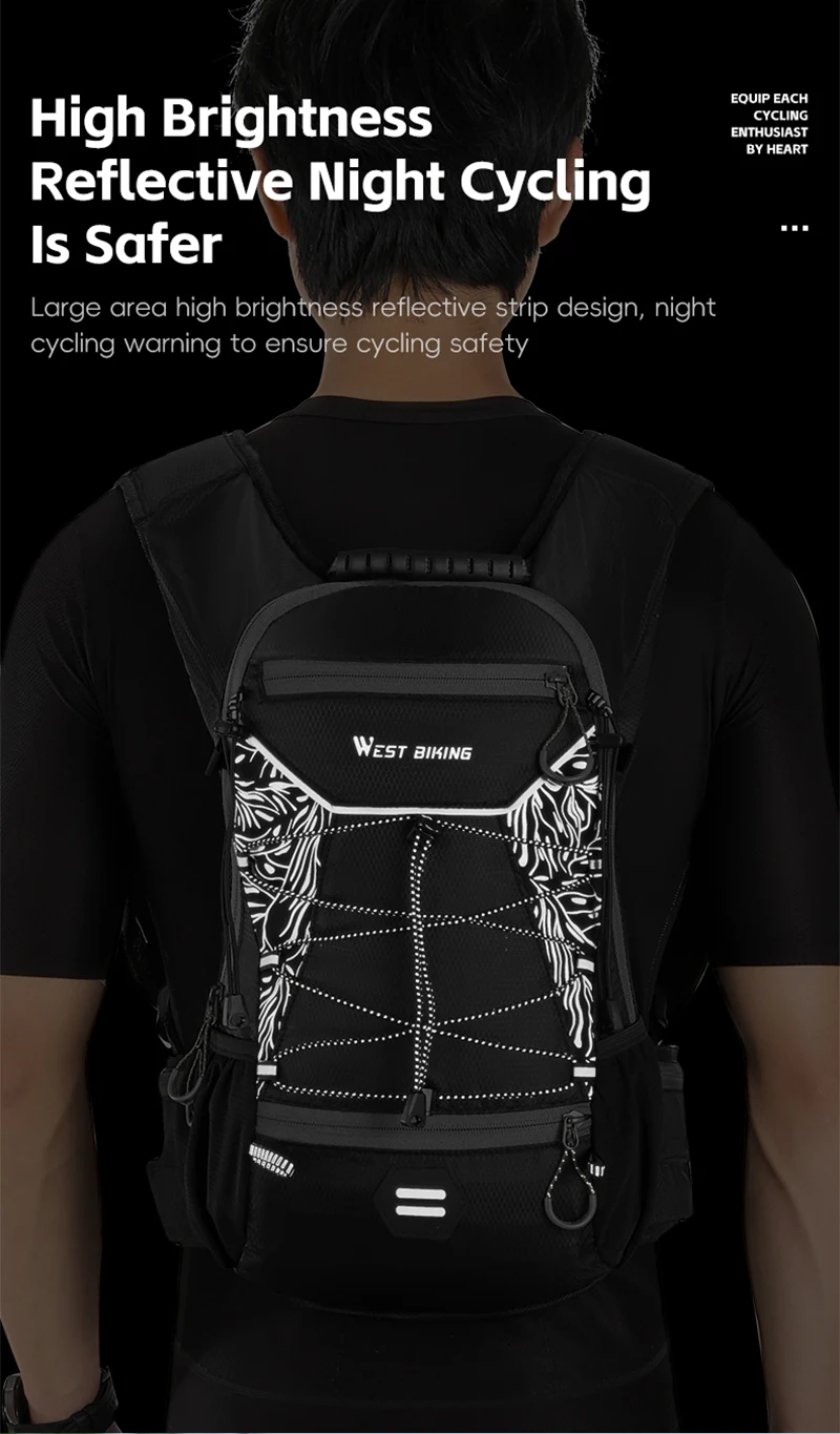 WEST BIKING Fahrradrucksack 16L Große Kapazität Outdoor Sport Klettern Wandern Fahrradtasche Ultraleichter Reise-Hydrations-Rucksack – Detail 9