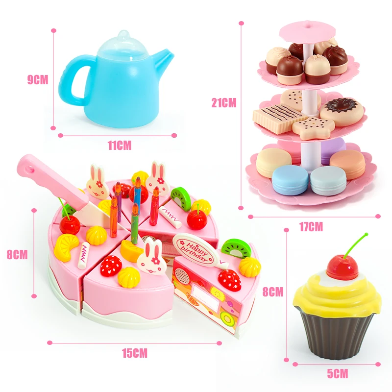 Kid Cut Game Education Children Toys For 3 Year Birthday Girl Toy Cake DIY Minature Food Simulation Pretend Play Kitchen Set Tea