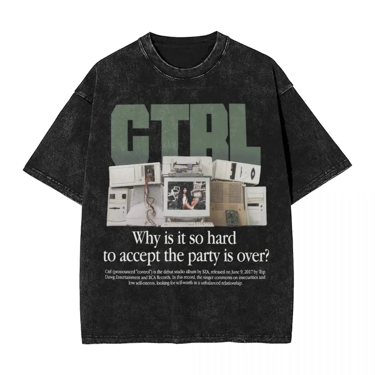 SZA Ctrl Retro T Shirts Hip Hop Washed Cotton Harajuku T-Shirt Rapper 90s Music Men Women Tops Streetwear Summer Tee Shirt