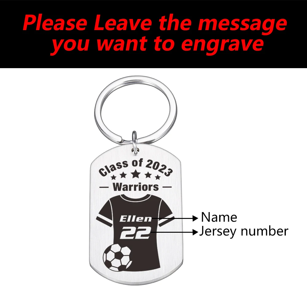 Custom Football Keychain Personalized Sportsman Name and Number Keychain Gift for Soccer Team Man Boyfriend Souvenir Car Keyring