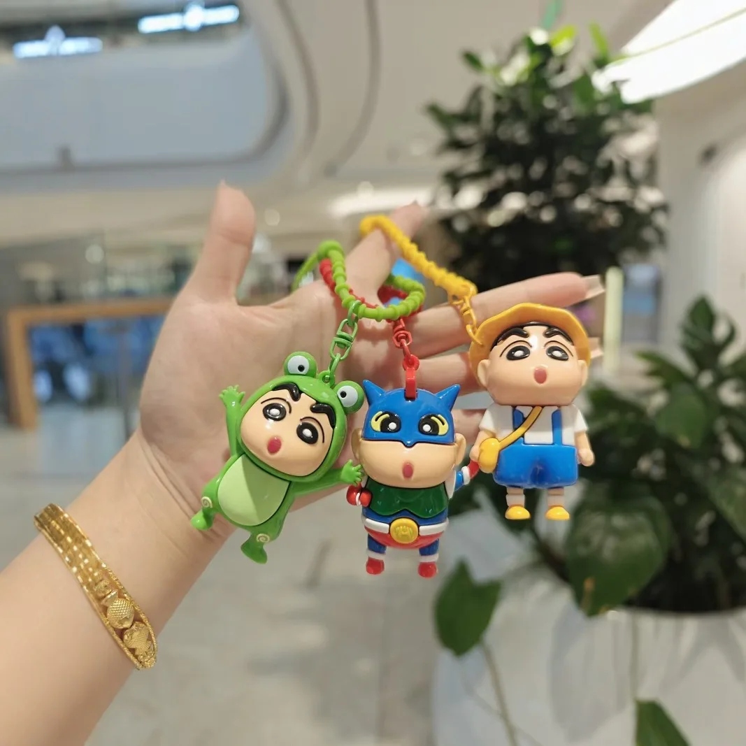 New Crayon Shin-Chan Keychain Anime Figures Cute Change Clothes Pendant Cartoon Car Key Chain Accessories Kids Toys Fans Gift