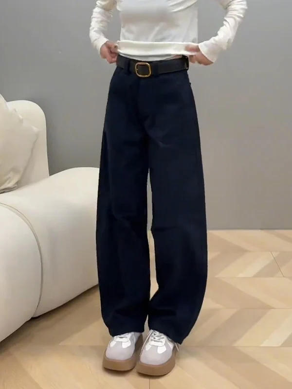 

Женские джинсы с высокой талией и широкими штанинами, весна 2026, новинка, большие размеры, для фигуры типа «груша», прямые, стройнящие, черные