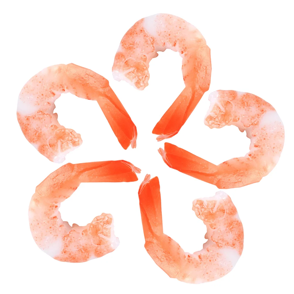 5 Pcs Toy Food Imitation Shrimp Mother Realistic Small Pvc Simulated Model Fake