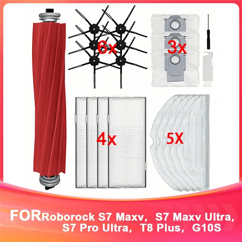 

ABRW-Сменные запасные части для Roborock S7 Maxv, S7 Maxv Ultra, S7 Pro Ultra, T8 Plus, G10S робот-пылесос, основная щетка, мешки для пыли