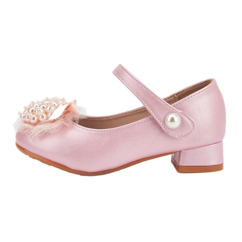 

Кожаные туфли принцессы для девочек, детская обувь на высоком каблуке с бантом, мягкая подошва, нескользящая удобная обувь для выступлений, праздничная обувь для детей