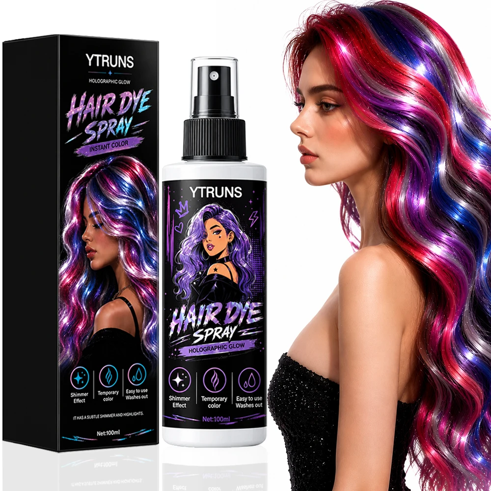

YTRUNS Metallic Hair Color Spray, Washable Instant Color, Quick Dry Non Sticky Shine for Party Stage Festival