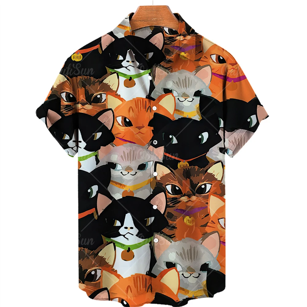 Men Cartoon Sunglass Dog Print Camp Collar Shirt Cute Pet Theme Beach Vacation Hawaiian Mens Clothing