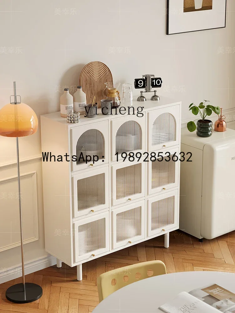 Narrow Sideboard Cabinet Wall Locker Tea Cup Coffee Machine Storage Cabinet Solid Wood
