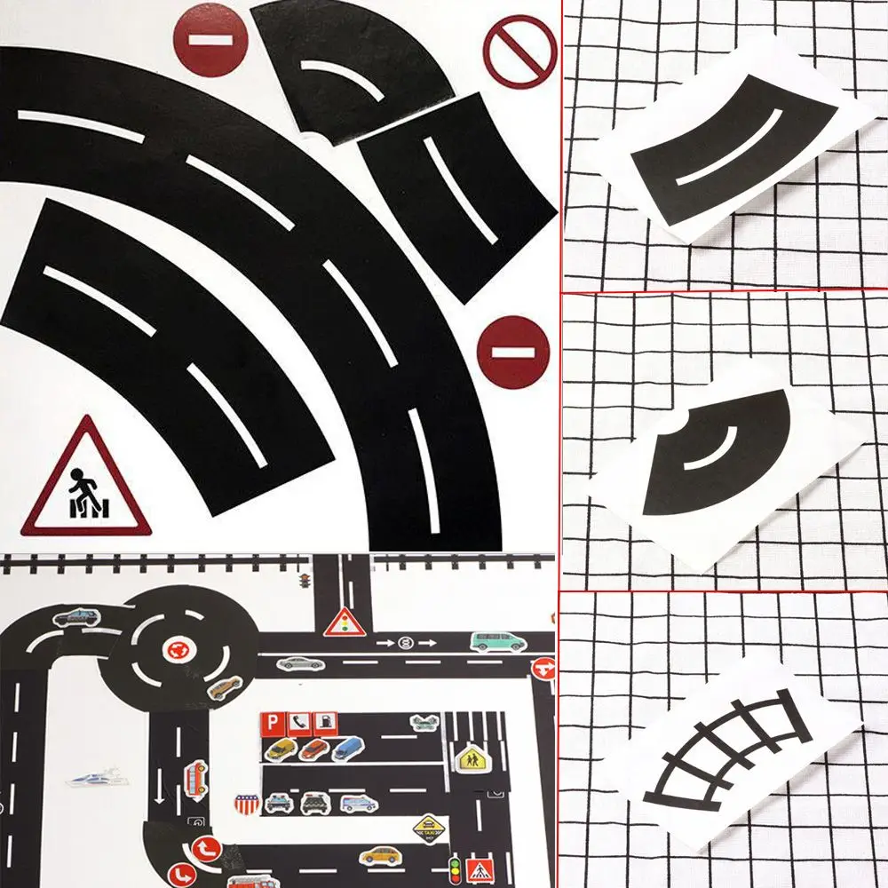 Adhesivo de inteligencia para aprendizaje de niños, pegatina de tráfico para estudio, herramienta de señales de carretera, cinta de carretera de ferrocarril, educación de seguridad, 1/5 piezas