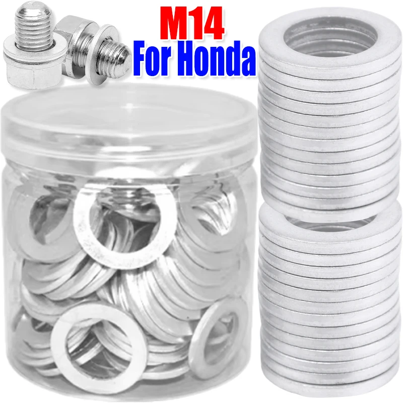 Junta de sellado de 14mm para cárter de motor de coche, junta de sellado de drenaje de aceite, arandela de tuerca de orificio para cárter de aceite de motor Honda, juntas de sellado de aluminio