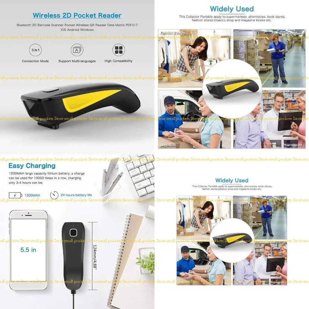 

R1WD 2D 1D C750 Беспроводной сканер Qr-кода Bluetooth-совместимый портативный сканер штрих-кода Склад для экспресс-сканирования штрих-кода