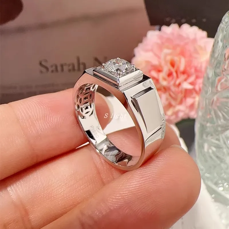 فاخر 3 قيراط الصلبة 14K الذهب الأبيض رجل خاتم IGI مختبر تزايد خاتم الماس جولة D VS1 الماس خاتم الزواج خاتم الخطوبة #5