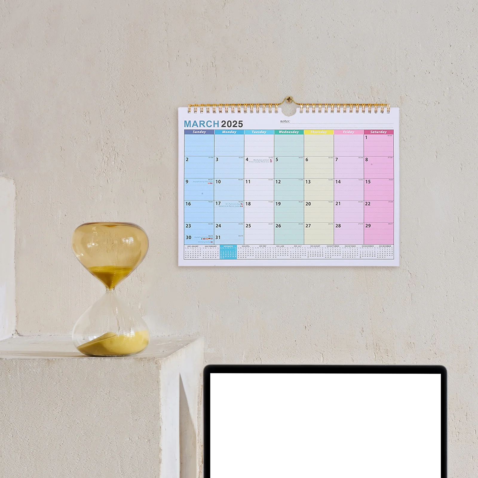 

18-Month Wall-Mounted 2025 Spiral Planner Paper Elegant Design Large Monthly Organizer Tear-Off Flip Calendar For Desk
