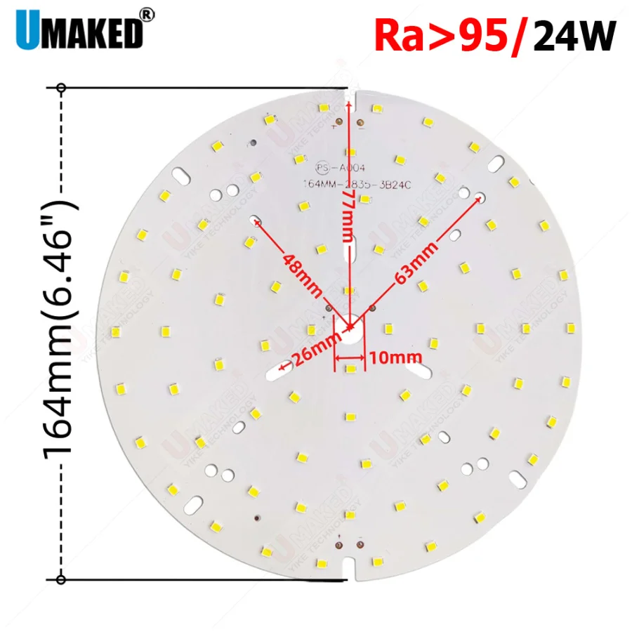 

5pcs 24W 164mm led lamp source,CRI 95 SMD2835 Brightness Light Board Led Lamp White DIY bulb downlight tracking light 3000/6000K