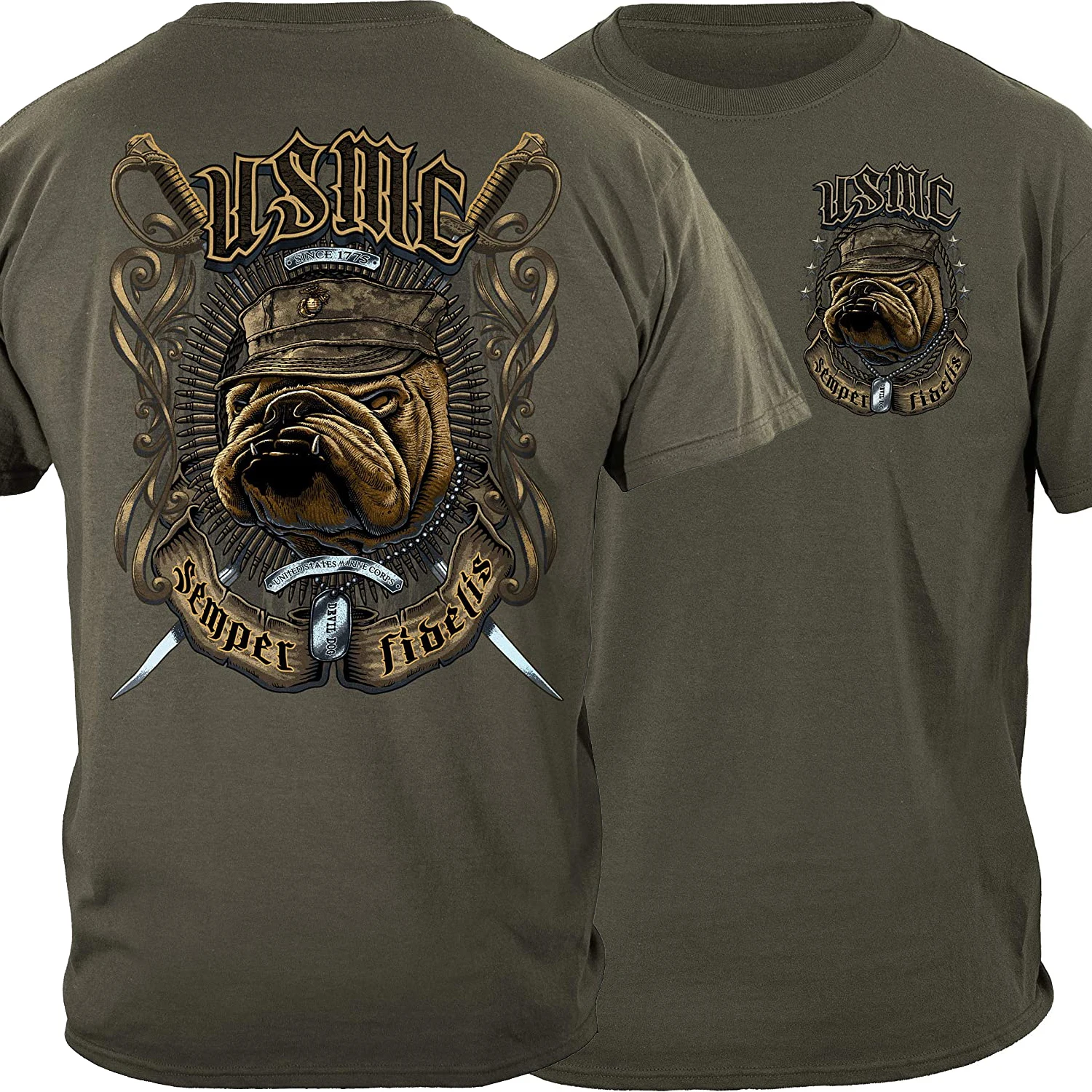 Semper Fi US Marine Corps Devil Dog Bulldog T Shirt New 100% Cotton Short Sleeve O-Neck Casual Mens T-shirt