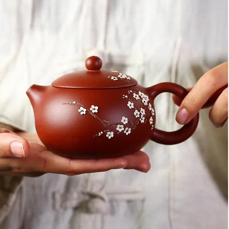 Chinese Yixing Teapot Pure Handmade Plum Blossom Xi Shi Pot Purple Clay Tea Set Kettle 188 Ball Hole Filter 240ml