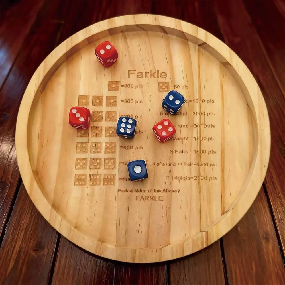 

Farkle Dice Tray, Wooden Dice Game Tray Family Board Game Toy for Home Use - Traditional Dice Rolling Game