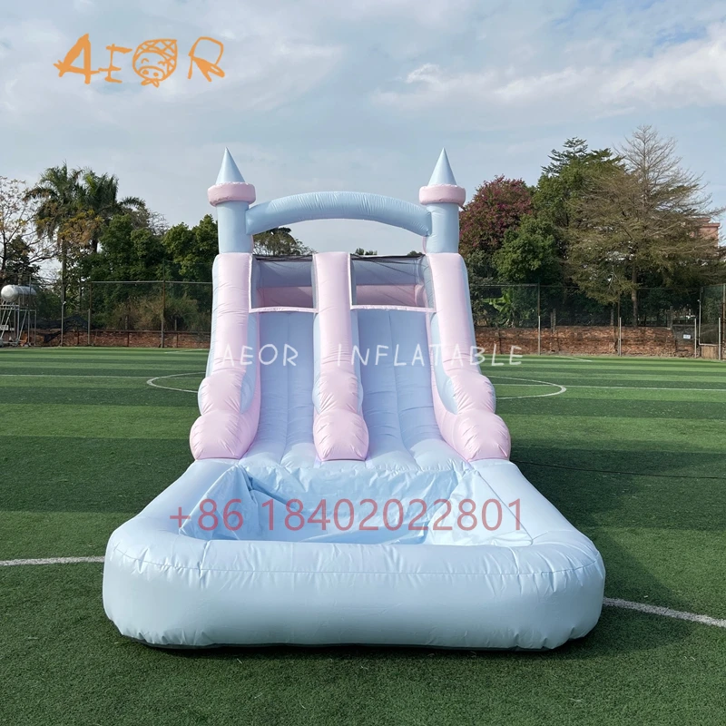 

custom White commercial waterslide inflatable combo water slide water park bounce house inflatable water slide