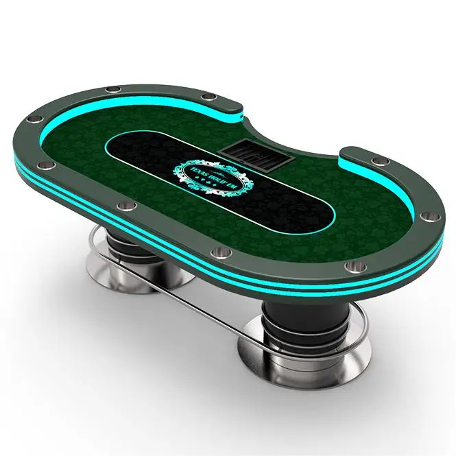 YH 10 Players Custom Antique Oval Luxury Gamble Table Professional Texas Poker Table With LED