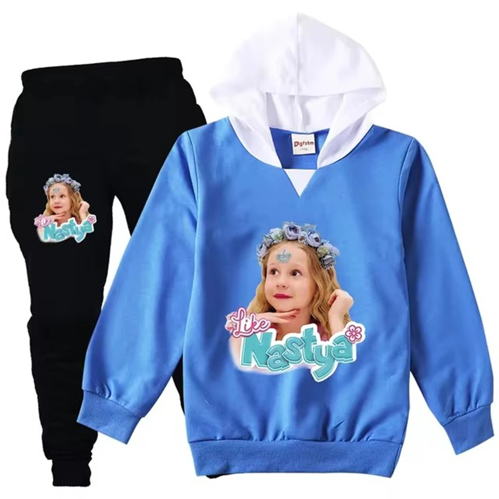 Like Nastya Show Clothes Kids Cartoon Tracksuit Baby Girls Hooded Sweatshirt Pants 2pcs Set toddler Boys Outfits Children's Sets