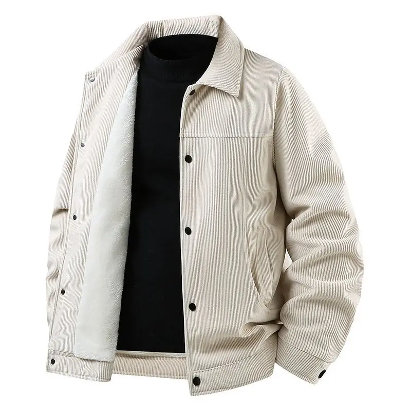 

Men's New Coat Spring and Autumn Casual Loose Jacket Tooling Corduroy Lapel Multi-pocket Clothes Top