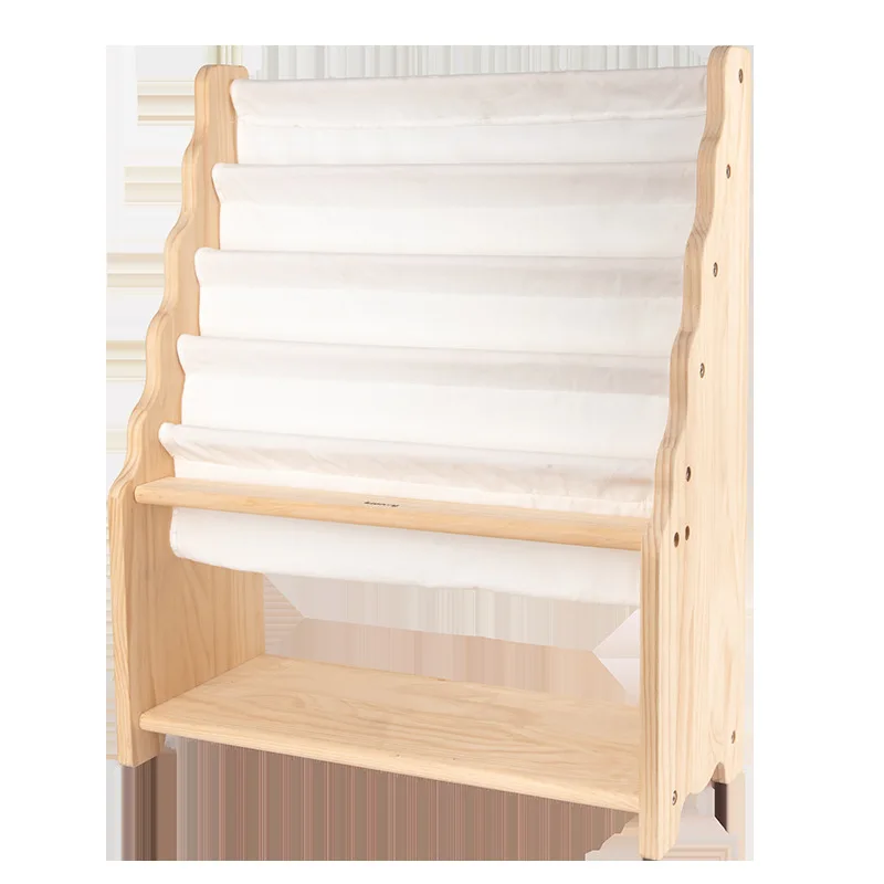 

Kindergarten baby removable canvas bookshelf simple children's room ins solid wood picture book bookshelf floor newspaper shelf