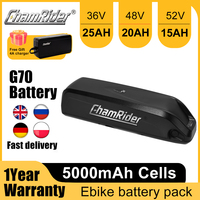 ChamRider Waterproof  Ebike Battery G70 Original 36V 25AH Battery 48V 20AH 40A BMS 350W 500W 750W 1000W 1500W 21700 Cells