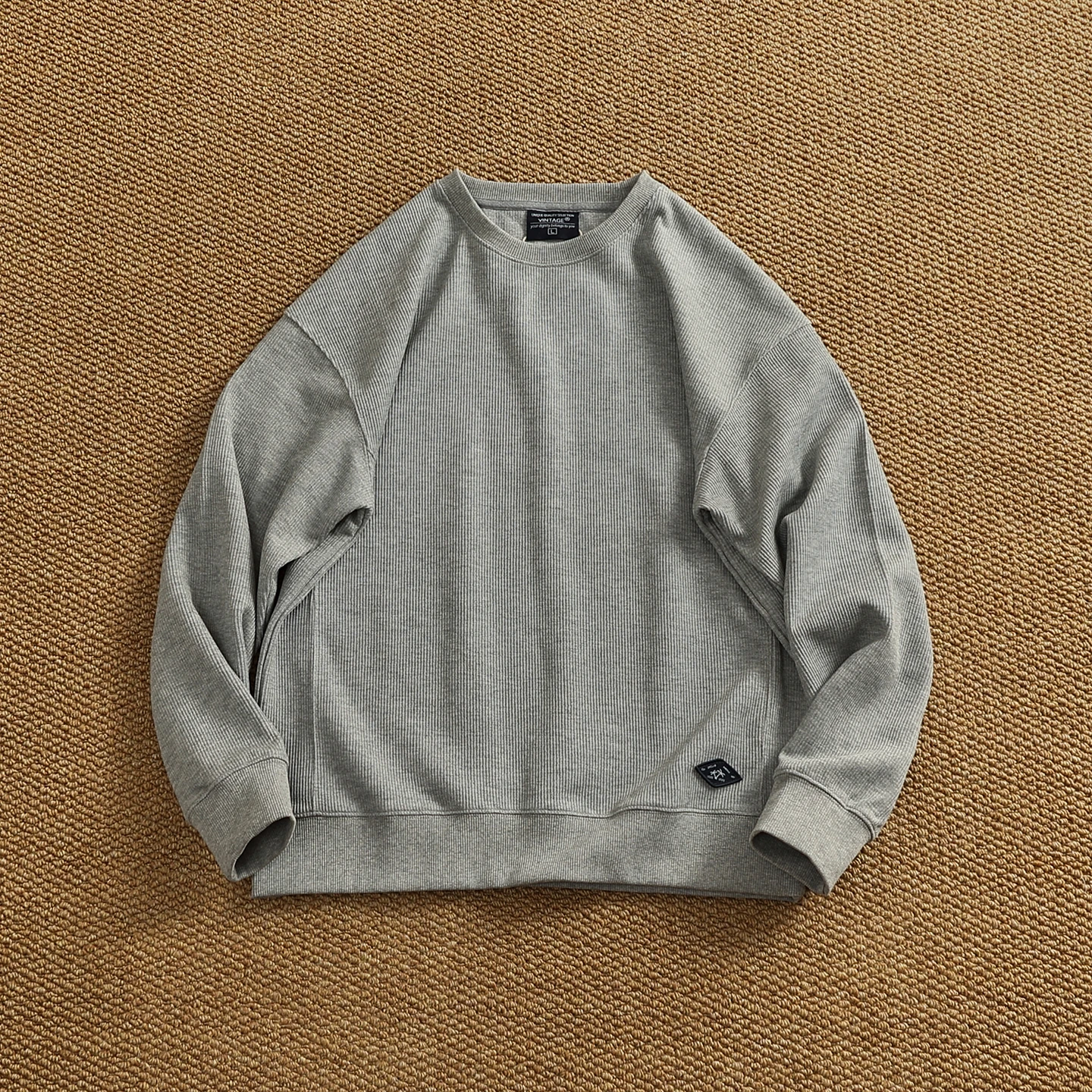 

Осень 202, новый американский ретро тяжелый вес с длинным рукавом и круглым вырезом, однотонный пуловер, толстовки, мужская стираная повседневная спортивная одежда