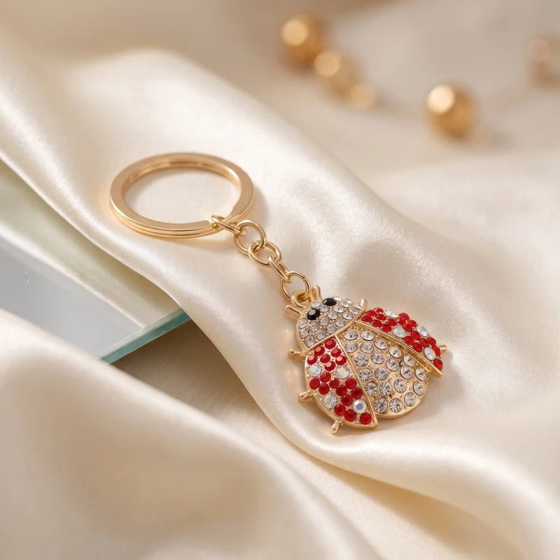 New European and American Women Ladybug Keychain Cute Insect Charm Key Chain Gift Reative Car Key Men's Keychain Accessory
