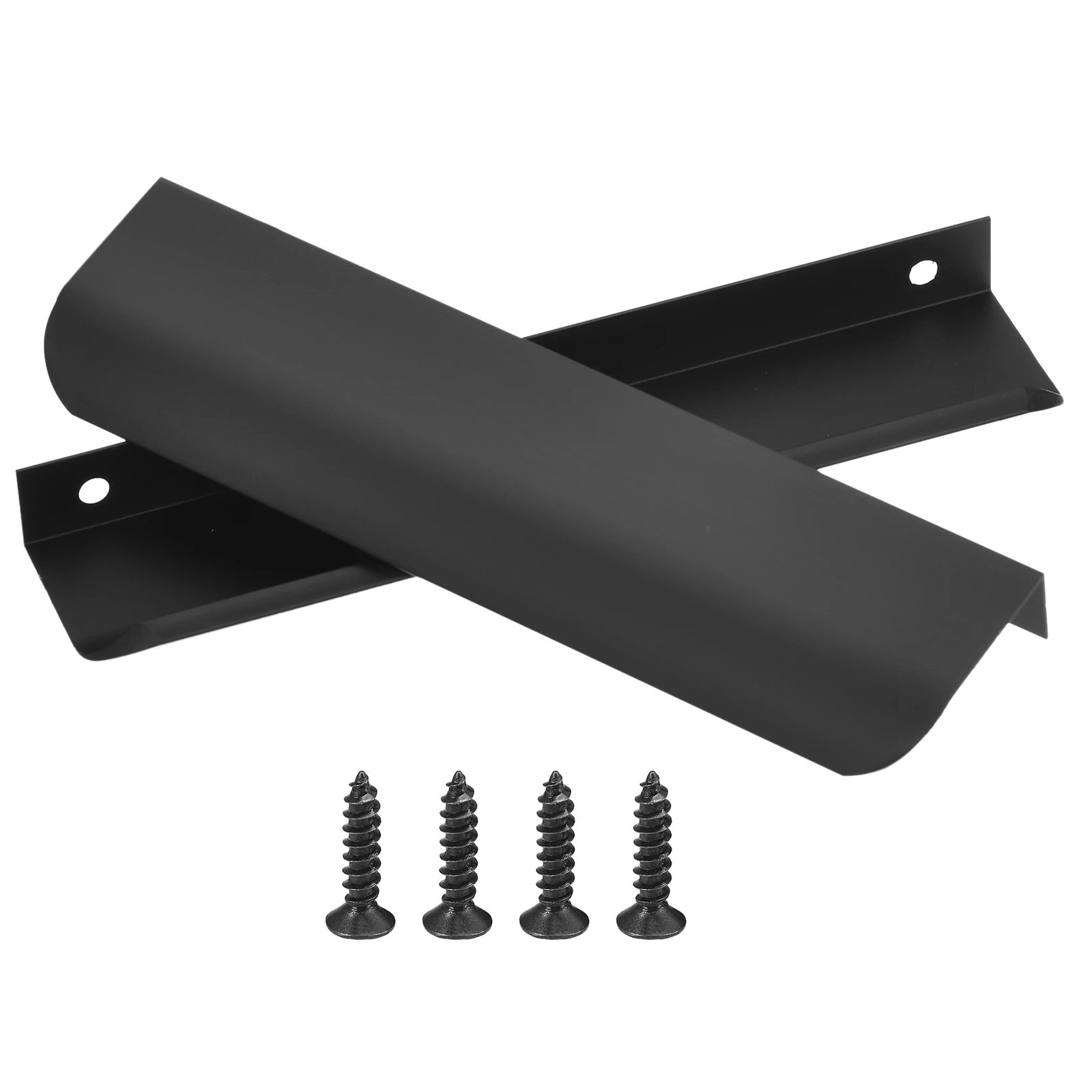 

10 Pack Finger Edge Pull Cabinet Handles 64mm/96mm/128mm/160mm/192mm Hole Center Black