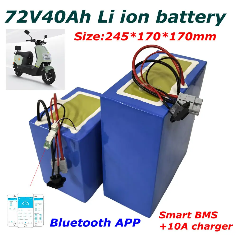 

Литий-ионный аккумулятор JN-20S 72 В, 40 Ач с BMS Bluetooth, для скутера, мото, с зарядным устройством 84 В, 10 А, 4000 Вт/7000 Вт/14 кВт/20 кВт.
