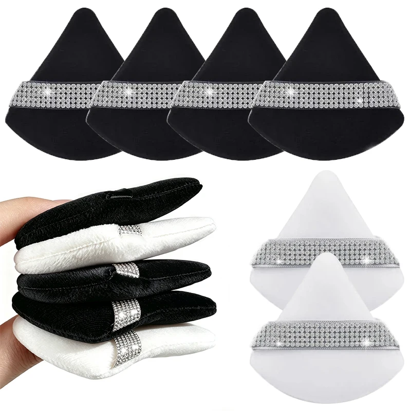Diamond Triangle Velvet Setting Puff Ribbon Detail Powder Sponge Smooth Finishing Soft Puff for Loose Pressed Powder Application