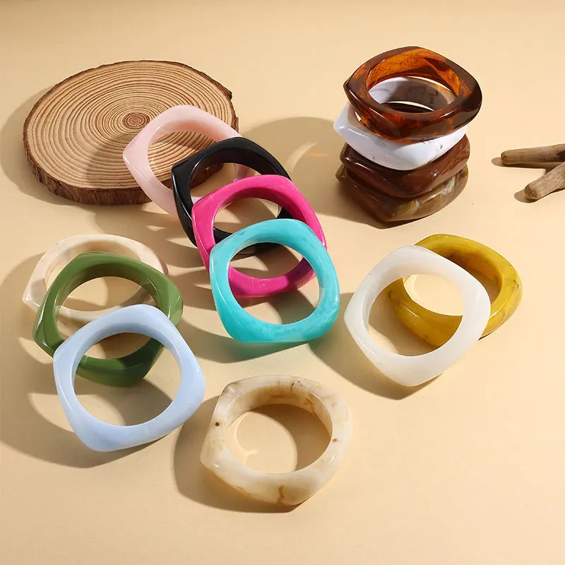 New Trendy Acrylic Cuff Bracelets Bangles for Women Wide Geometric Resin Bracelets Jewelry