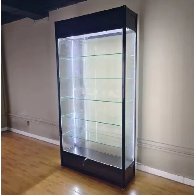 custom.KEWAY Custom Size 120*45*200cm White Glass Cabinet Shopping Store Display