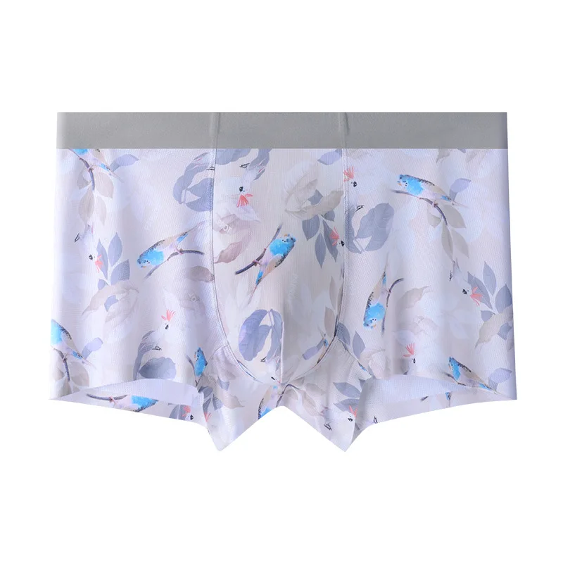 

TJ-TianJun Printed Ice Silk Traceless Underwear Quick Drying Soft Breathble Mid Waist Boxer Shorts Flower Pattern 2022 New