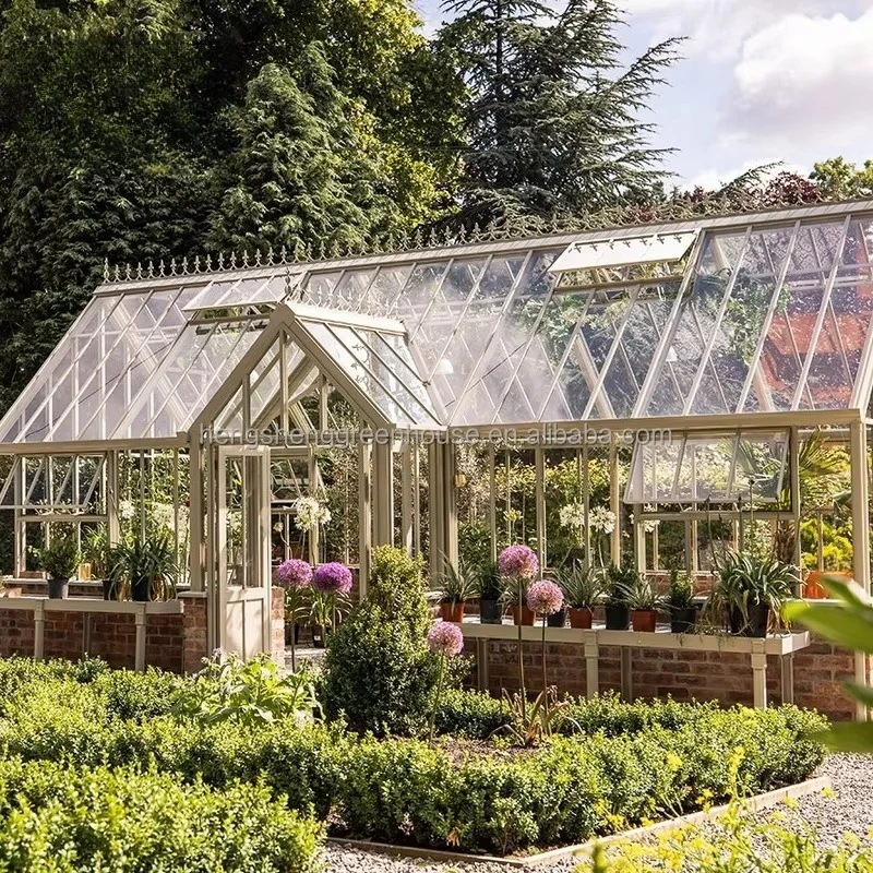 كبير المجلفن الصلب حديقة ديكور الدفيئة غرفة الشمس البولي كربونات إطار خشبي نمو النبات الزراعي الضغط الطبيعة #2