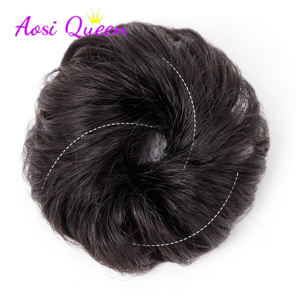 AS  Straight Donut Chignon Hairpieces Synthetic Ombre Elastic Chignon Fluffy Messy Scrunchies Hair Bun For Women