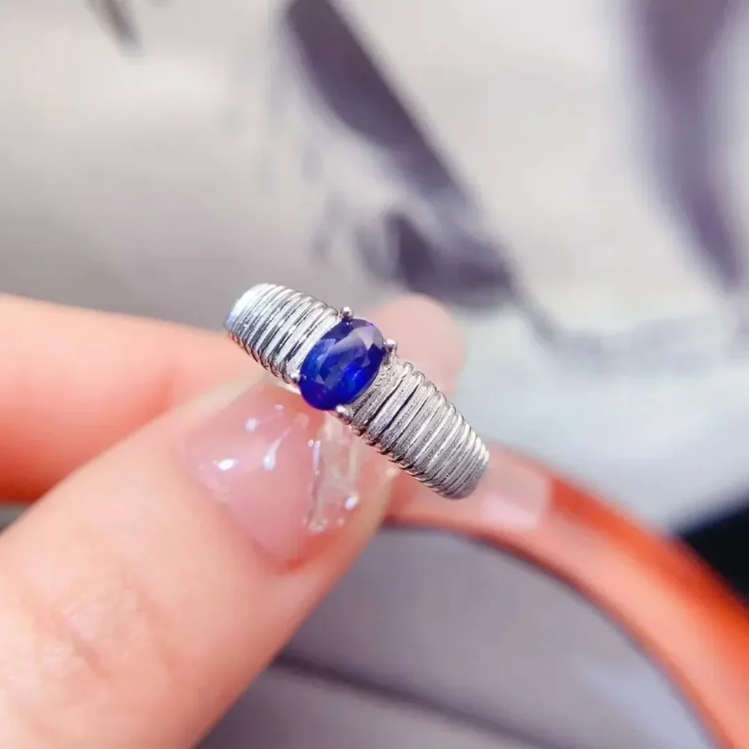 100% Real and Natural Sapphire Ring 925 Sterling Silver Fine Handworked Jewelry Finger Rings