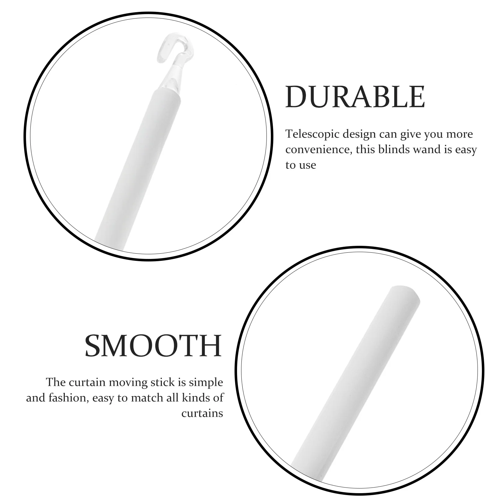 

2Pcs Blind Opener Rod with Hook for Various Curtains Quick Installation Blind Stick Curtain Pull Wand Drapery Rods