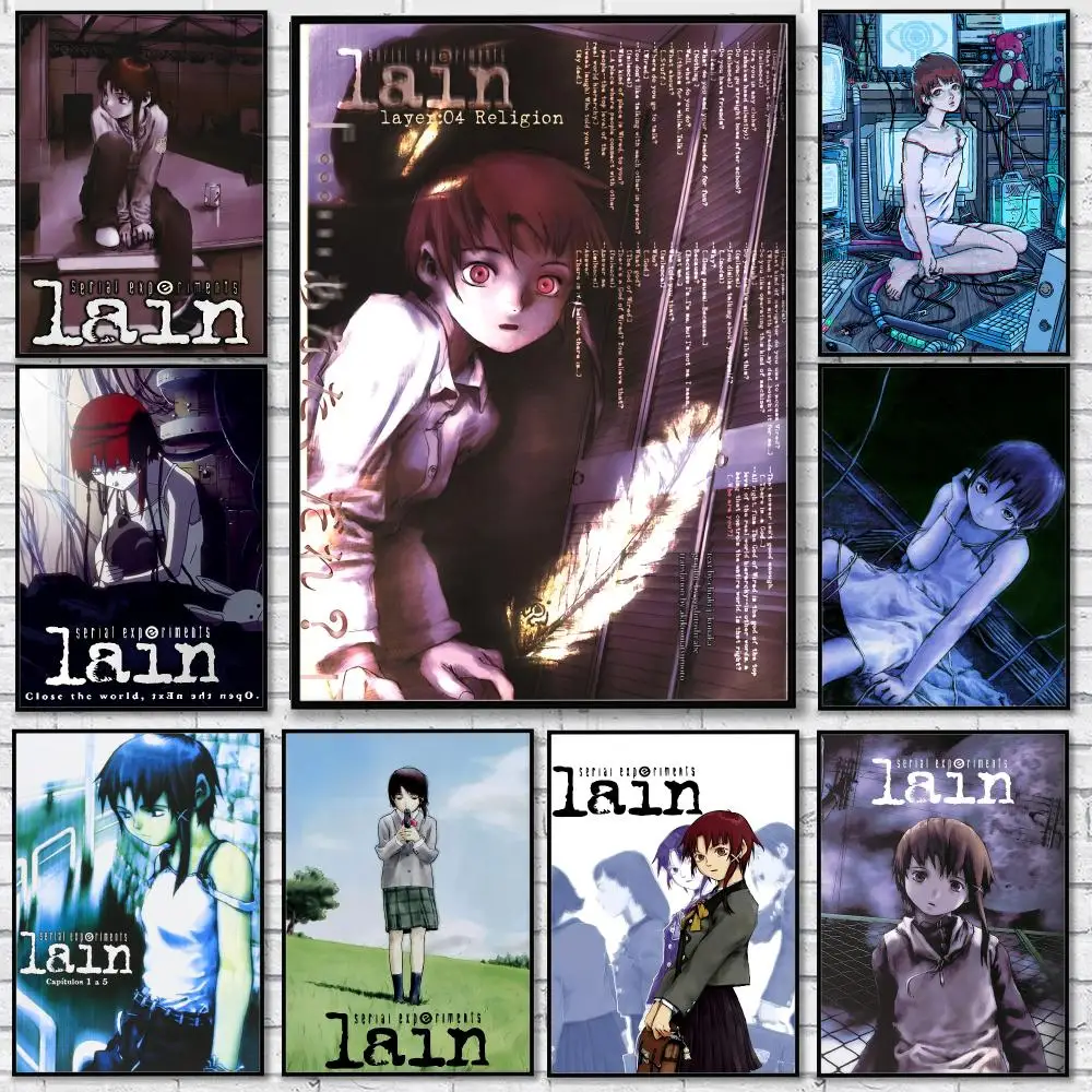 Serial E-Experiments Lain Poster Sticker Self Adhesive for Playroom Bedroom Hallway Home Wall Art Decor Gift