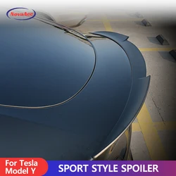 For Tesla Model Y Tail Spoile Carbon Fiber Pattern Trunk Lid Spoiler Wing Punch-Free Installation 2017-2024 Car Accessories