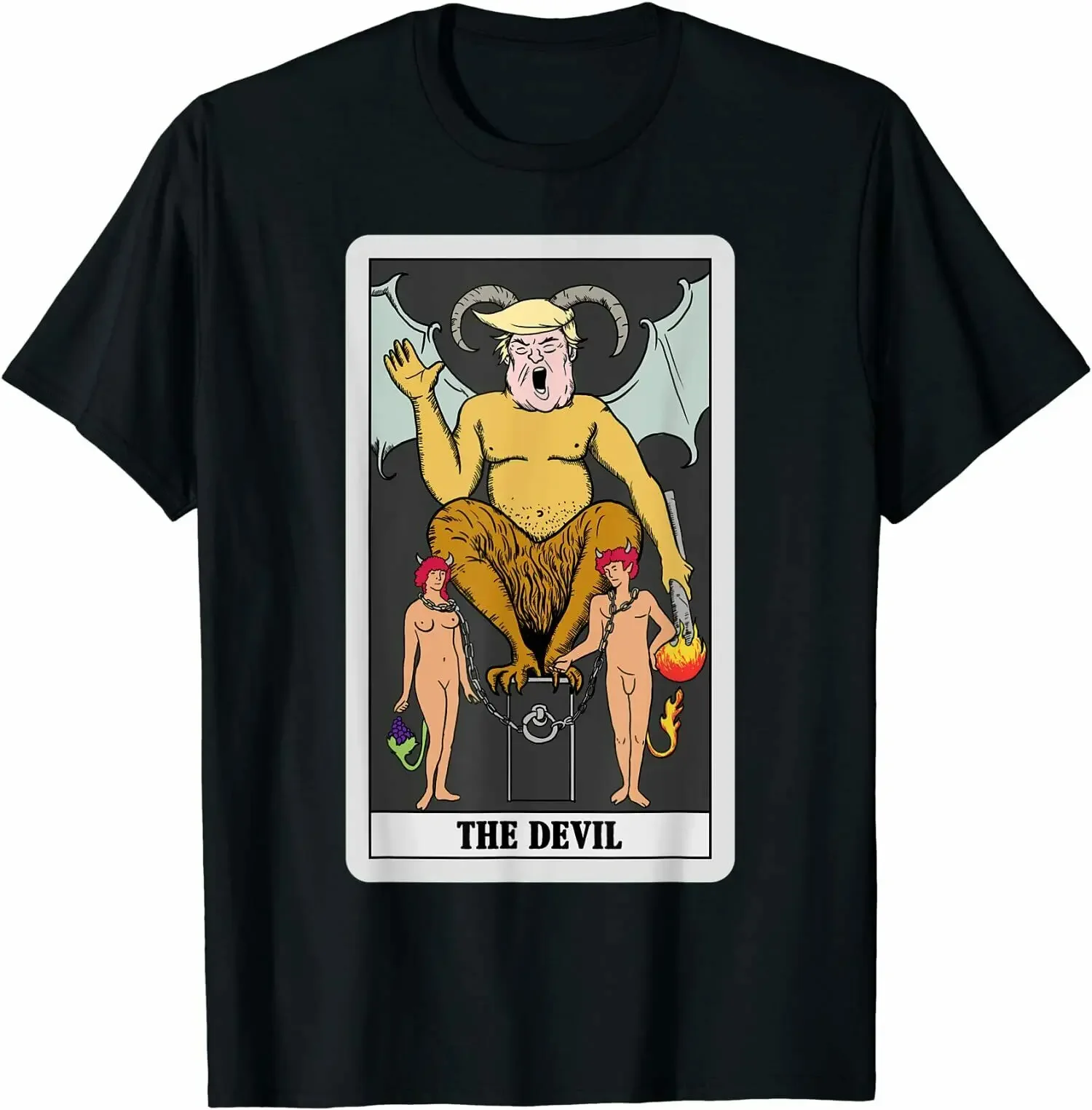 Anti Trump The Devil Vintage Tarot Card - Funny T-Shirt Summer Cotton Short Sleeve O-Neck Men's T Shirt New S-3XL