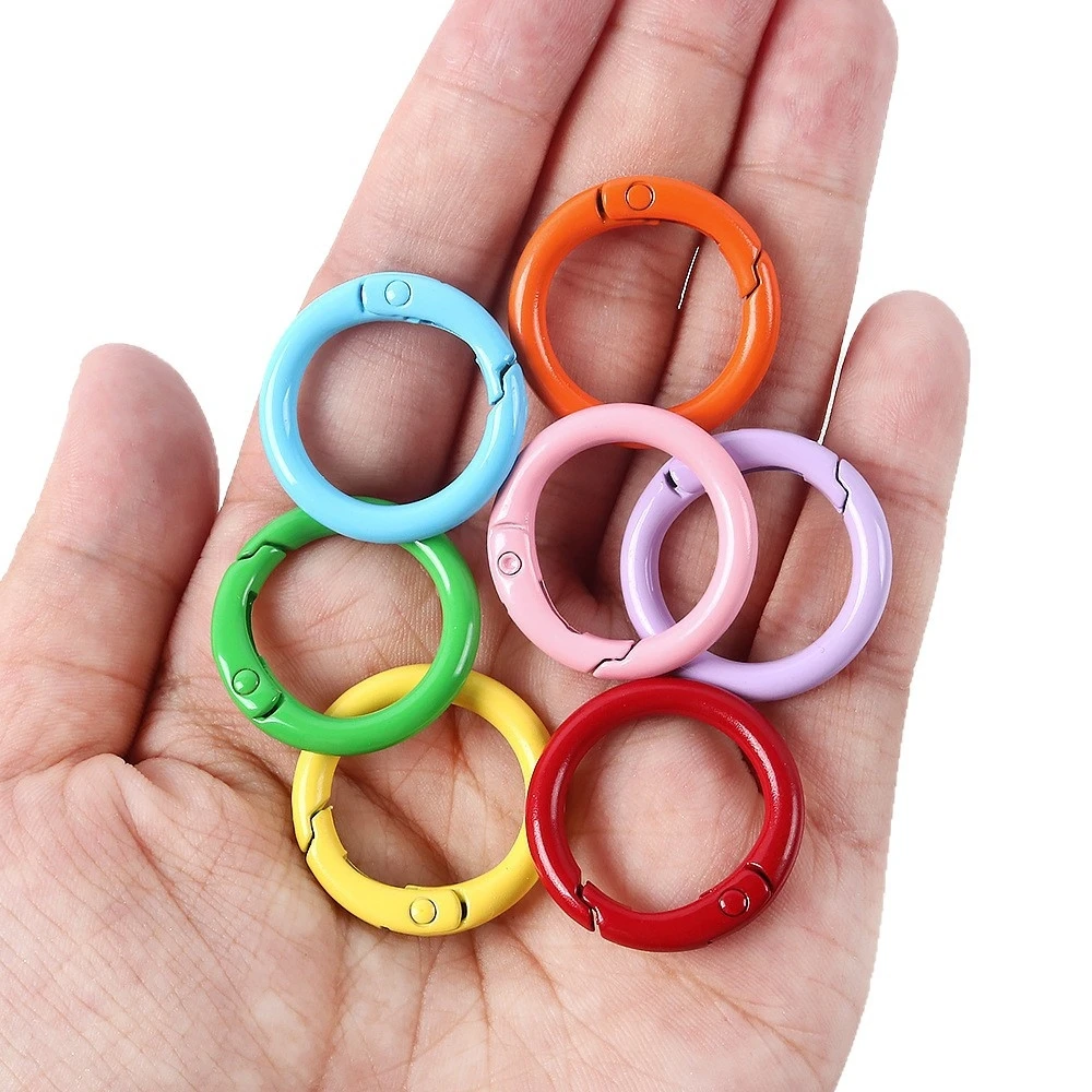 5-10 Stück 25/35/41mm Metall O-Ring Federverschluss Öffnbarer Runder Karabiner Schlüsselanhänger Clips Haken Verbinder DIY Bastelzubehör – Detail 7