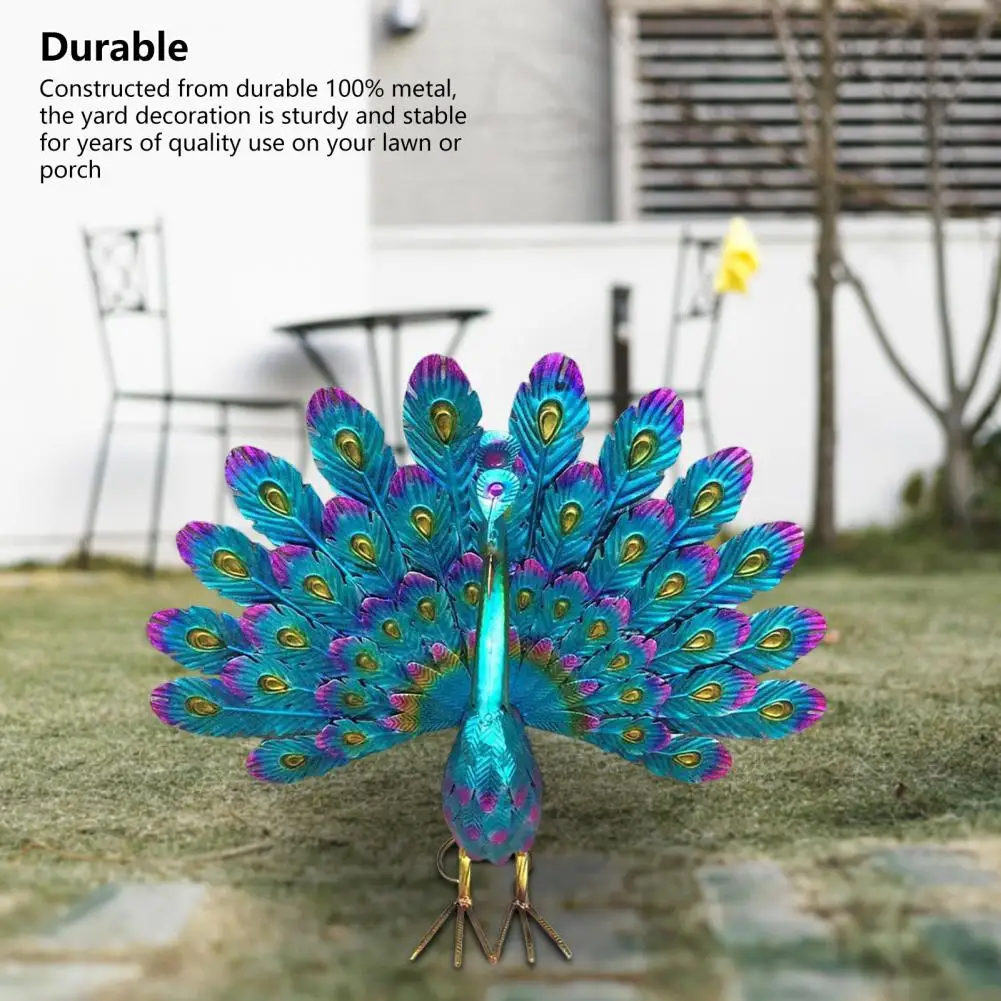 Peacock Sculpture Vivid Shape Animal Peacock Statue Anti-oxidation Garden Decoration Wear-resistant Peacock Ornament