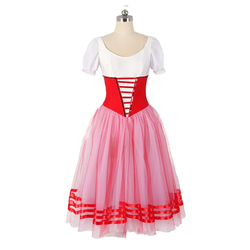 Giselle Red white Ballet long Dress Romantic Professional Competition Women Peasant Variation Ballet Performance skirt JNBL70F