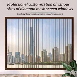 Wear resistant diamond mesh mosquito nets for windows and doors can be customized in multiple sizes