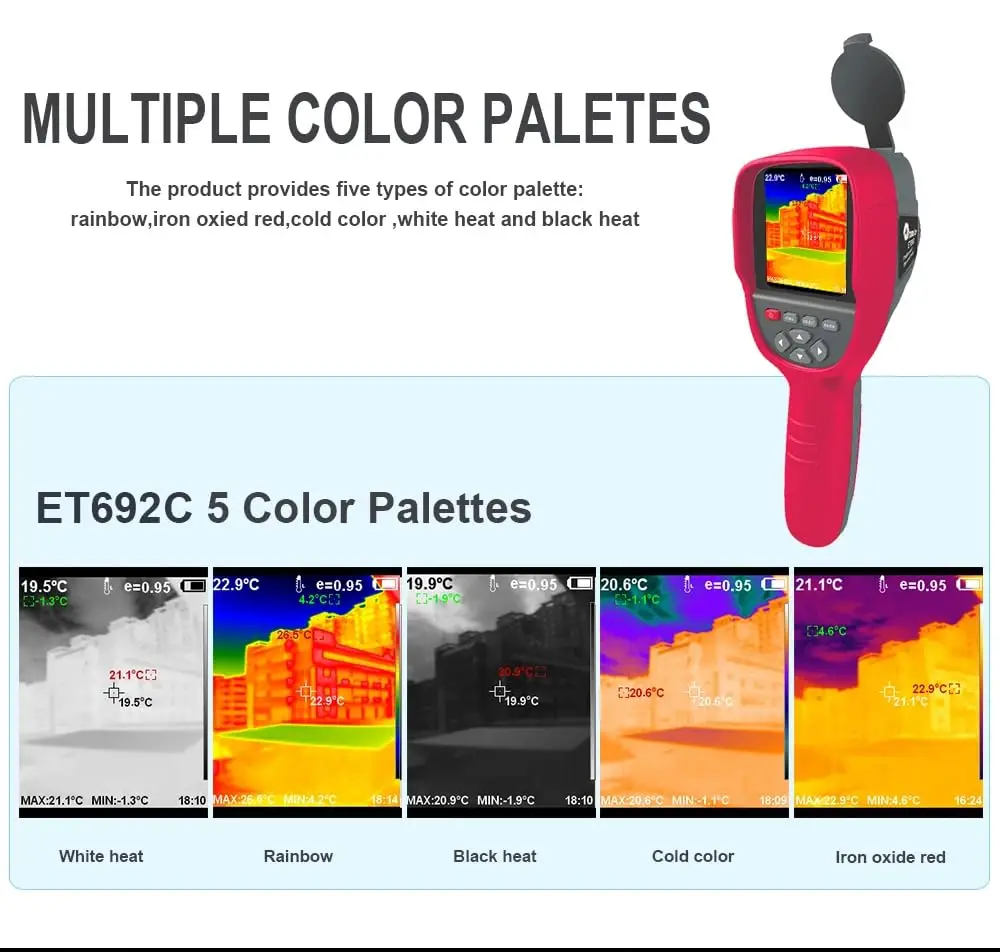 TOOLTOP ET692C Telecamera termica a infrarossi portatile 256X192 Termocamera da 3,2 pollici per la riparazione elettronica Rilevamento condutture PCB