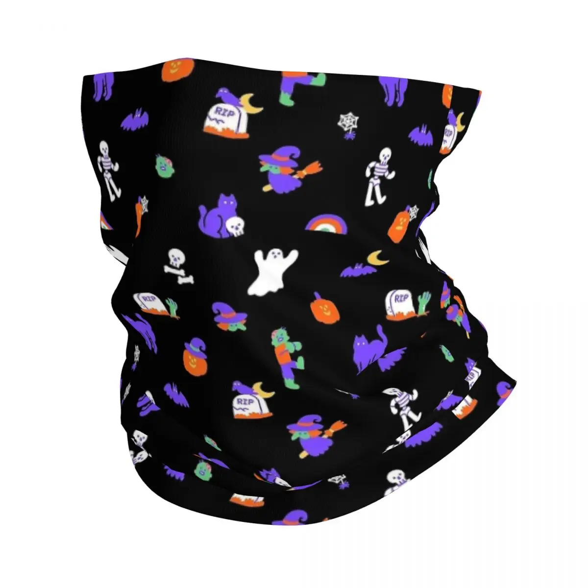 

Haunted Halloween Friends Bandana Neck Cover Printed Spooky Skull Cat Balaclavas Face Scarf Warm Headband Riding Men Women Adult